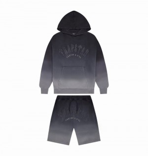 Dresy Męskie Trapstar Irongate Arch Chenille Hoodie Czarne | CPGXRO-875