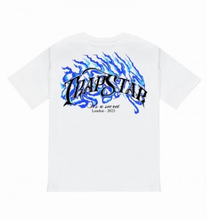 Koszulki Męskie Trapstar Chrome Flame SS23 Tee Białe | MKLGZF-508