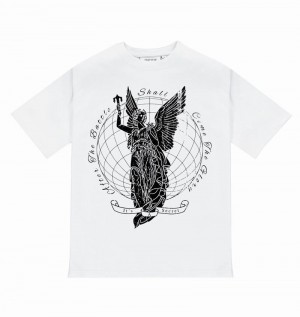 Koszulki Męskie Trapstar Global Triumph Tee Białe | XWSDKA-625