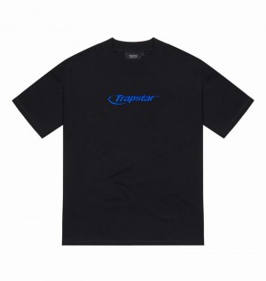 Koszulki Męskie Trapstar Hyperdrive Embroidered Tee Czarne Niebieskie | JIUZPB-028