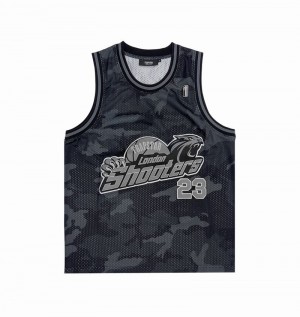 Koszulki Męskie Trapstar Shooters SS23 Basketball Vest Czarne Camo | RVGFMQ-780