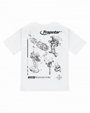 Koszulki Męskie Trapstar TRP Manufacture Tee Białe | QDWIOB-695