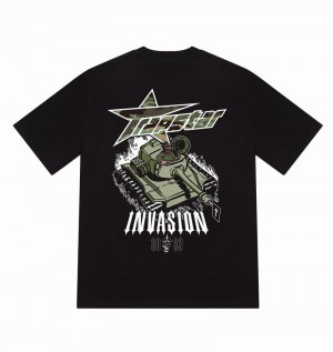 Koszulki Męskie Trapstar Trap Invasion Tee Czarne | OXZNEG-053