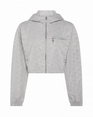 Kurtki Damskie Trapstar Monogram Windbreaker Srebrne | UTRQJE-092