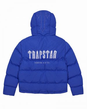 Kurtki Męskie Trapstar Decoded Zakapturzony Puffer 2.0 Niebieskie | DVUWAZ-689