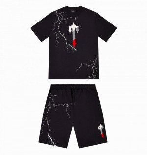 Zestawy Męskie Trapstar Irongate T Lightning Shorts Czarne | LBGZPH-360