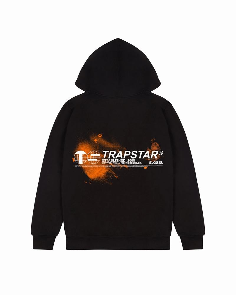 Bluza z Kapturem Męskie Trapstar Global Distribution Czarne | HPFNVZ-521