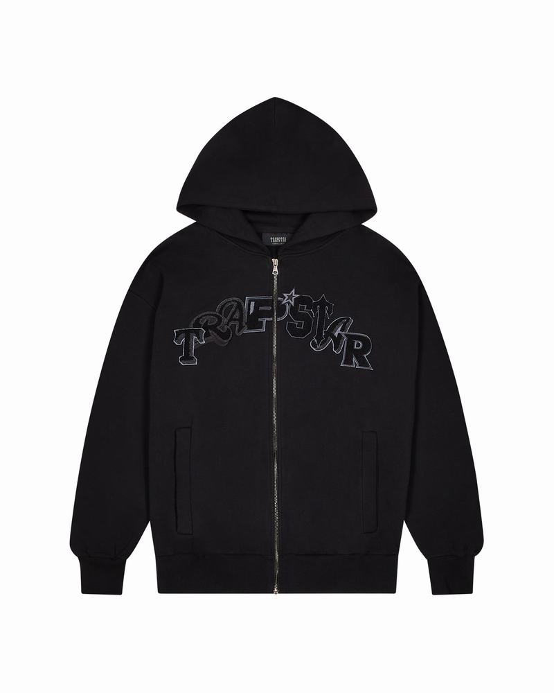 Bluza z Kapturem Męskie Trapstar Wildcard Chenille Zip Czarne | UOKNZW-947