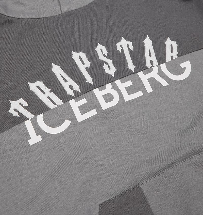 Bluza z Kapturem Męskie Trapstar x Iceberg Deconstructed Two Logo Szare | GMWNUA-072