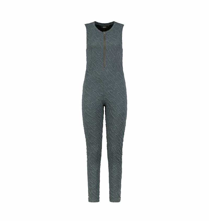 Body Damskie Trapstar Jacquard Zip Front Catsuit Szare | VOIMYG-083