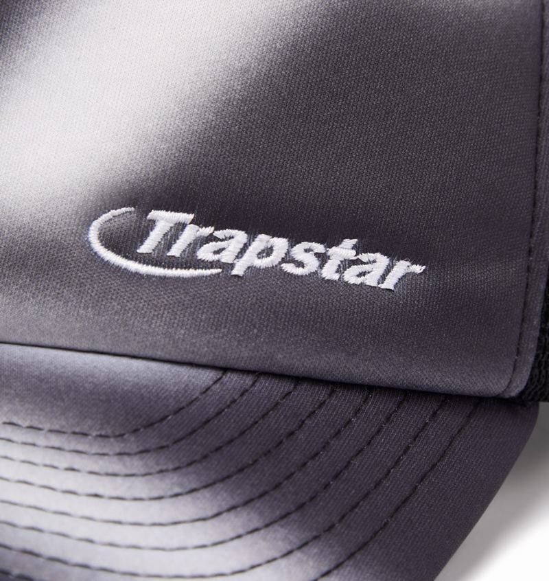 Czapki Męskie Trapstar Hyperdrive Blur Trucker Czarne Białe | WMBULV-953