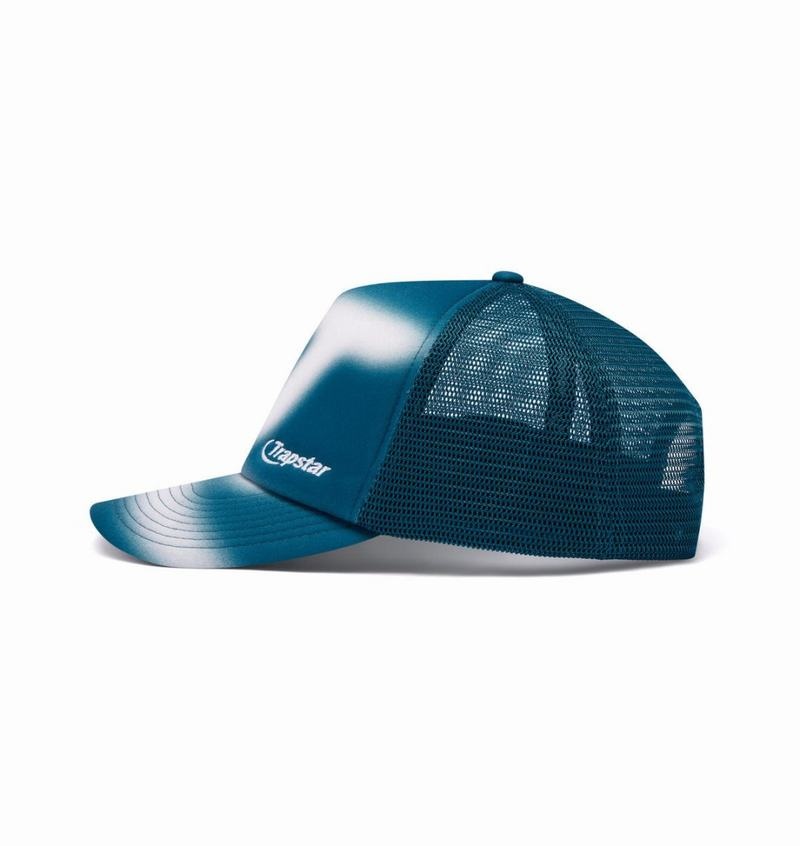 Czapki Męskie Trapstar Hyperdrive Blur Trucker Turkusowe Białe | HQAYDG-678