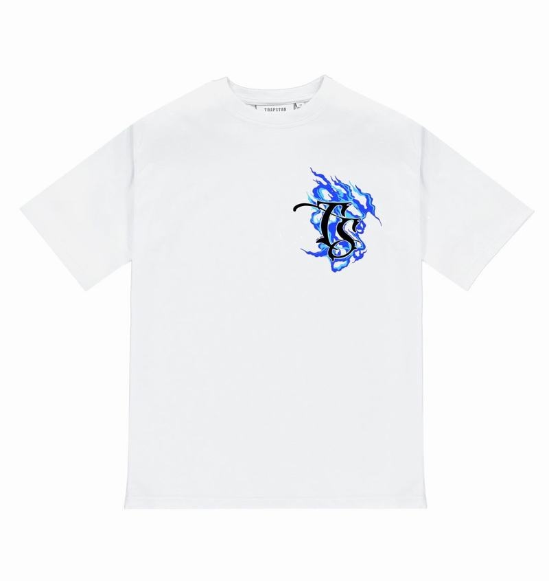 Koszulki Męskie Trapstar Chrome Flame SS23 Tee Białe | MKLGZF-508