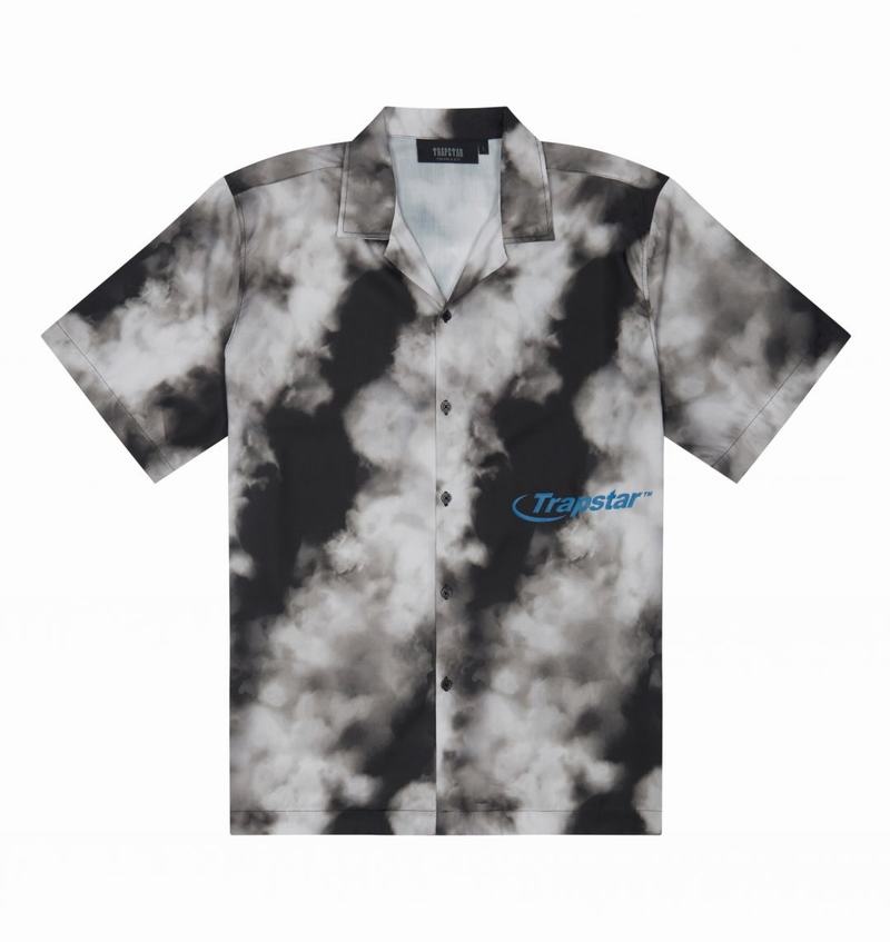 Koszulki Męskie Trapstar Hyperdrive Bleach Shirt Czarne Kremowe | OZFDMU-809