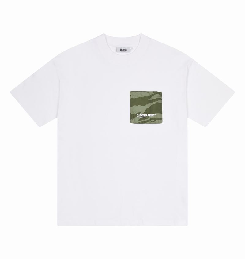 Koszulki Męskie Trapstar Hyperdrive Pocket Tee Białe Camo | YQHDCP-917