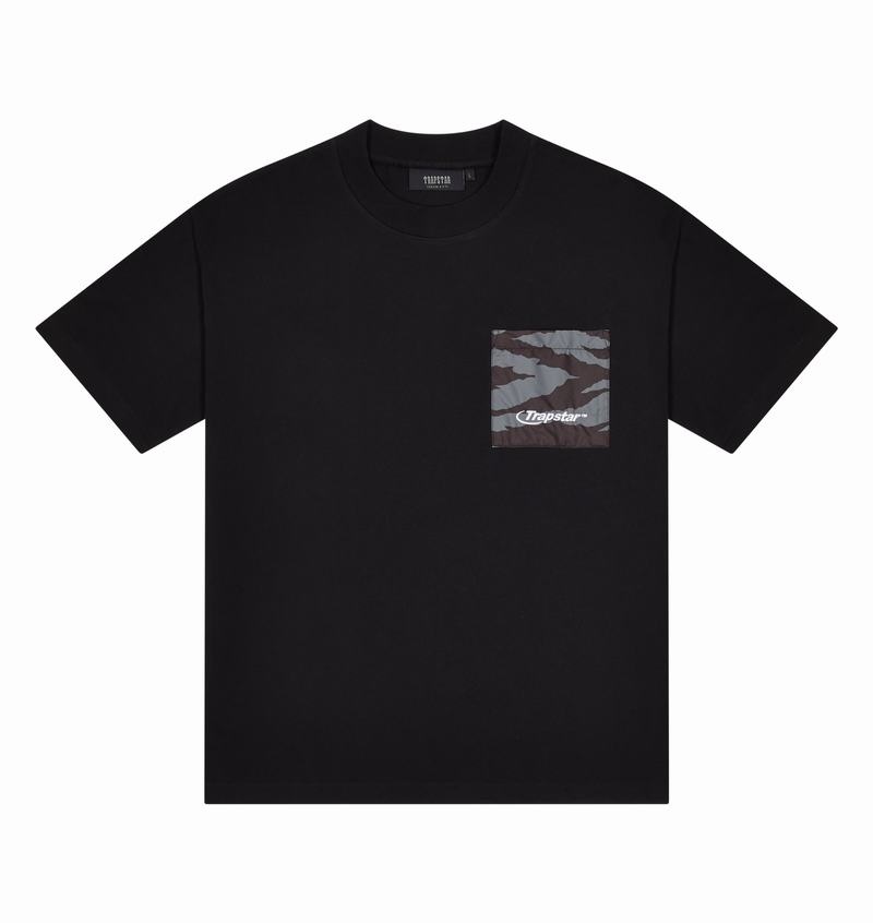 Koszulki Męskie Trapstar Hyperdrive Pocket Tee Czarne Szare Camo | SHWRUI-365