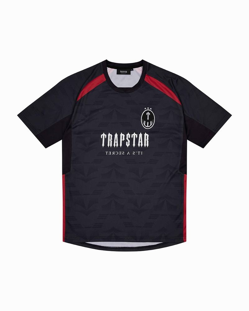 Koszulki Męskie Trapstar Irongate Football Jersey Czarne Czerwone | DAFKBI-845