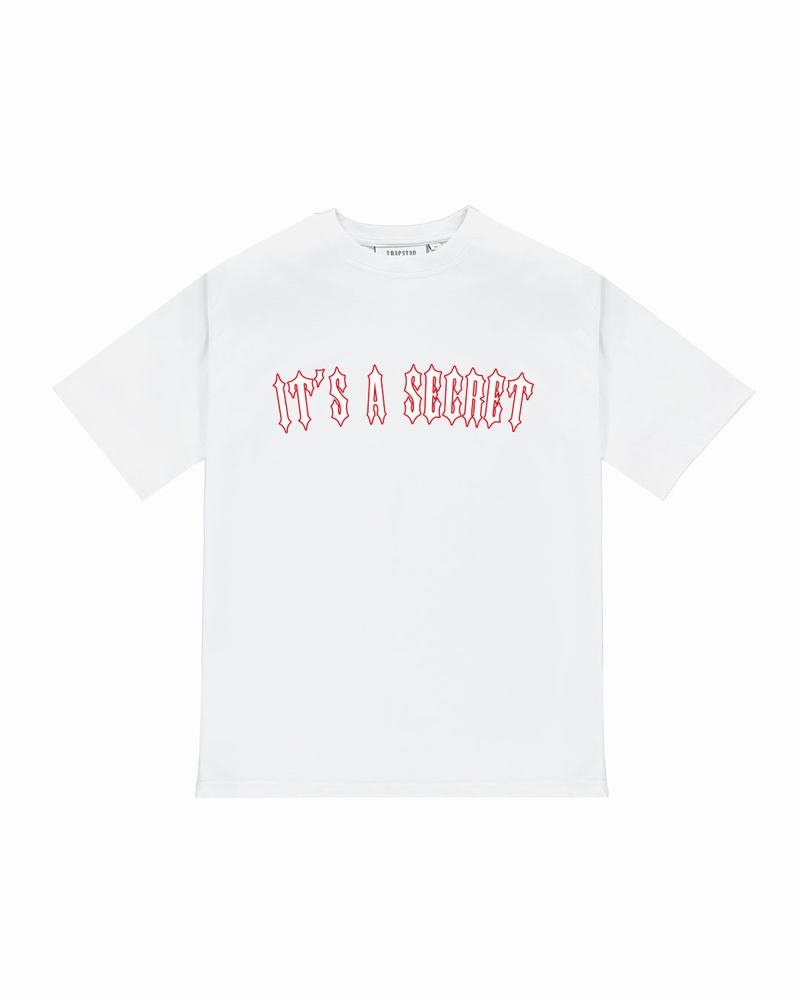 Koszulki Męskie Trapstar It\'s a Secret Tee 2.0 Białe Czerwone | GCDRWN-764