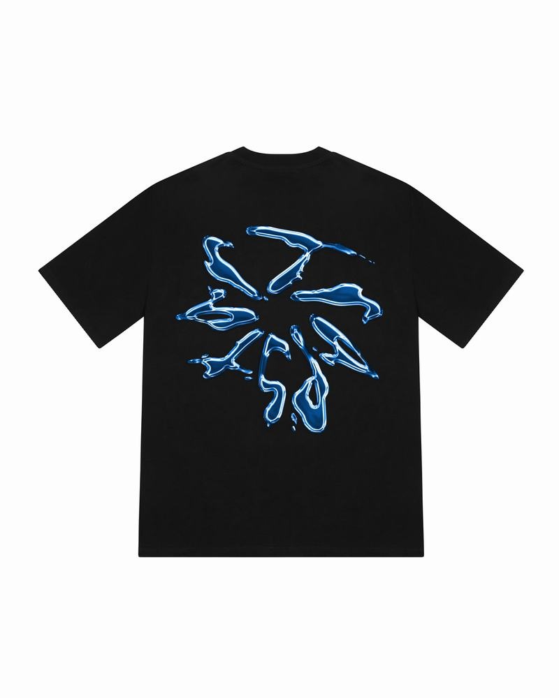 Koszulki Męskie Trapstar Liquid Chrome 2.0 Tee Czarne | DSWTBE-394