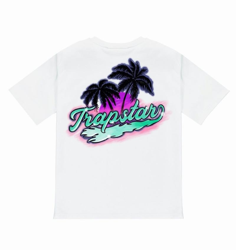 Koszulki Męskie Trapstar Paradise SS23 Edition Tee Białe | WJLIHF-513