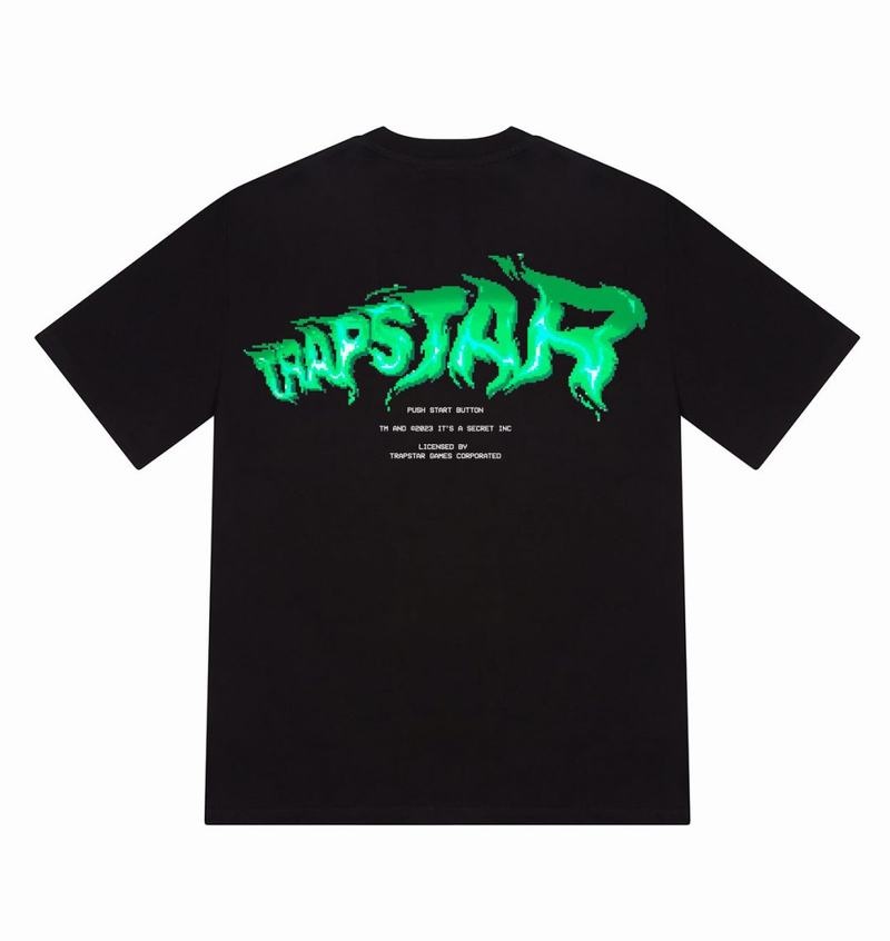 Koszulki Męskie Trapstar Press Start Tee Czarne | MSUPQJ-618