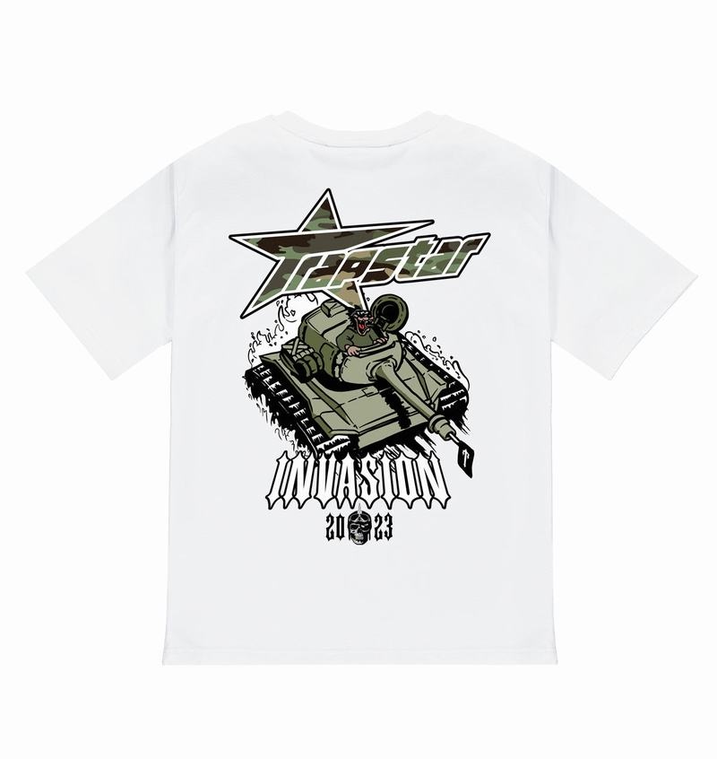 Koszulki Męskie Trapstar Trap Invasion Tee Białe | XUJOYL-647