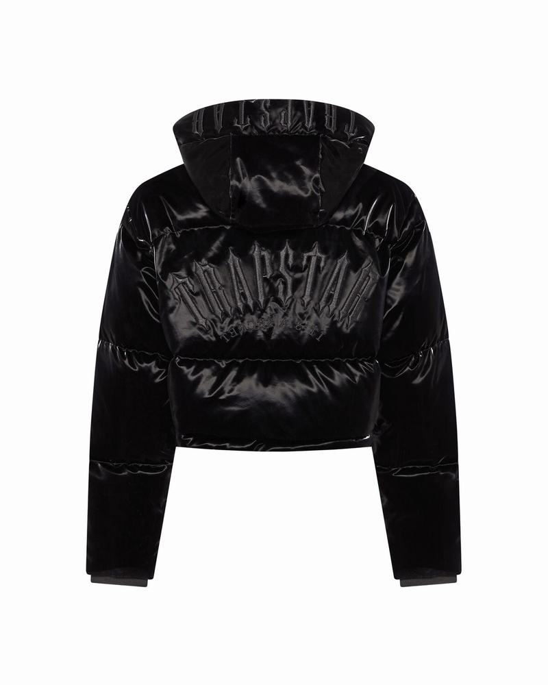 Kurtki Damskie Trapstar Arch AW23 Zakapturzony Puffer Czarne | IDQXKU-132