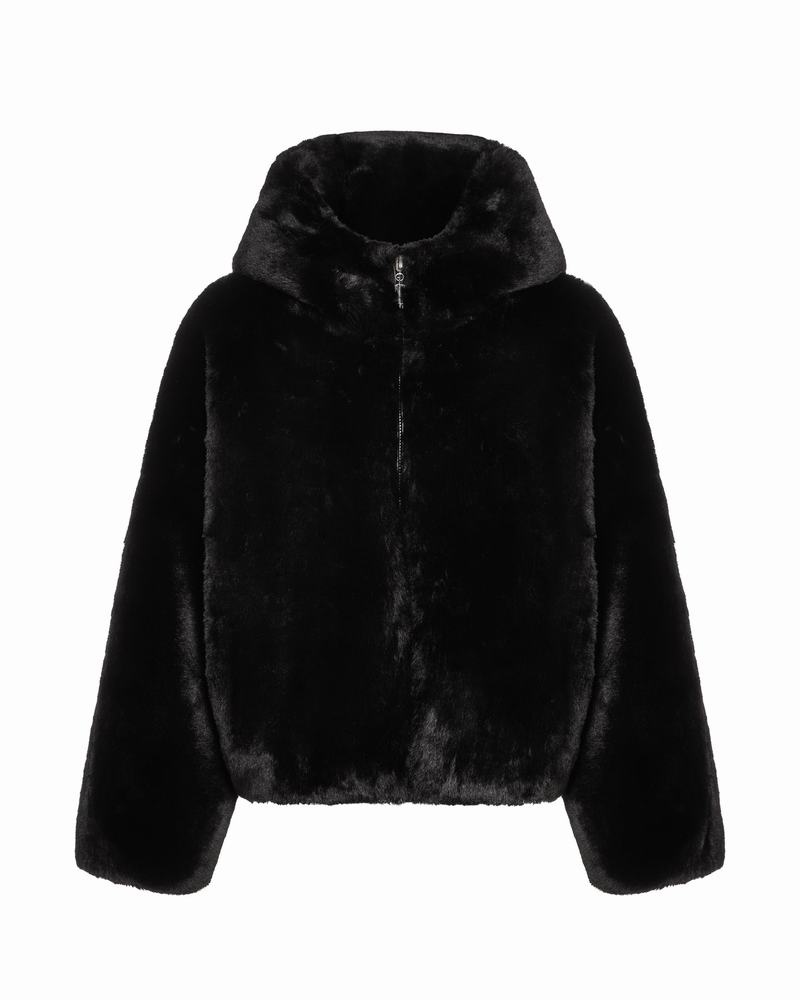 Kurtki Damskie Trapstar Irongate T Oversized Fur Coat Czarne | PTHJSM-807