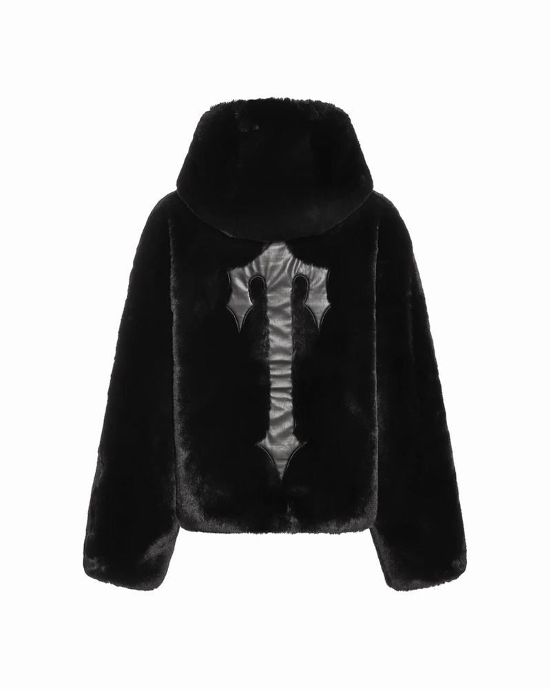 Kurtki Damskie Trapstar Irongate T Oversized Fur Coat Czarne | PTHJSM-807