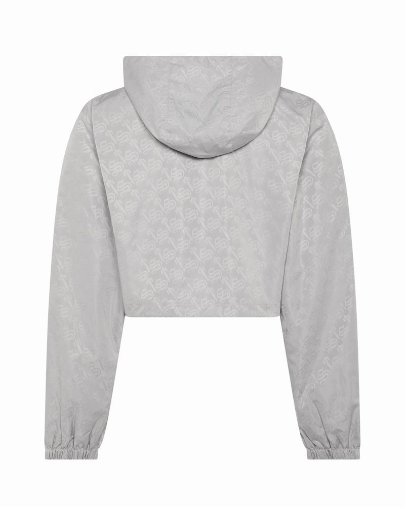 Kurtki Damskie Trapstar Monogram Windbreaker Srebrne | UTRQJE-092