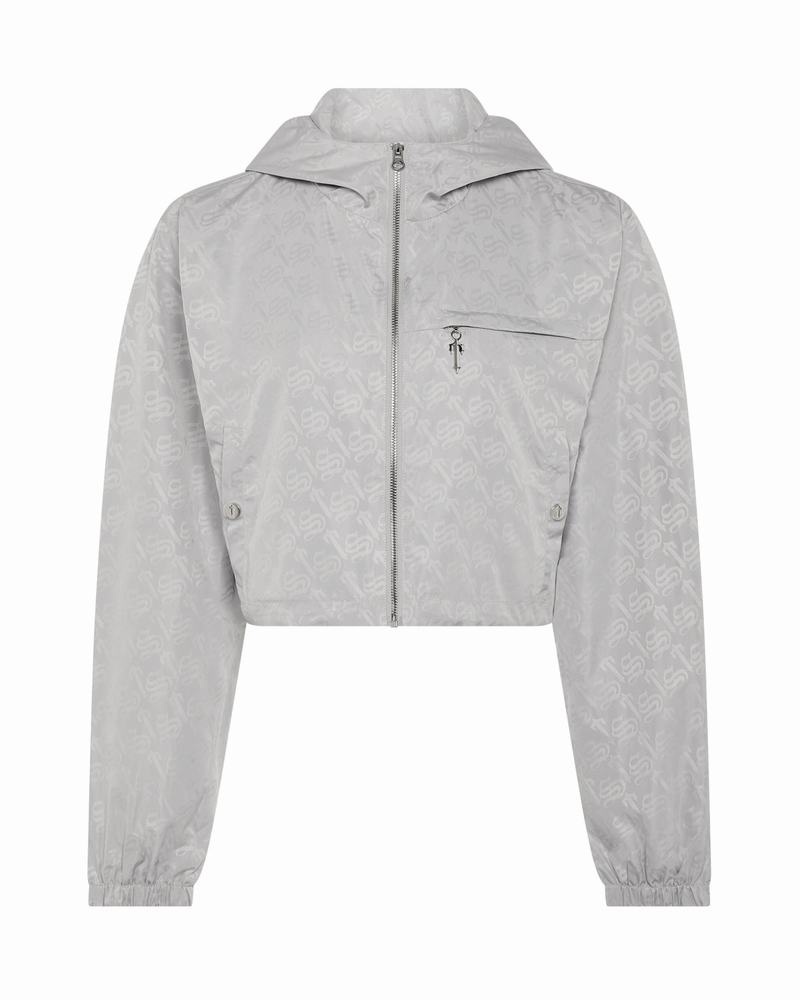 Kurtki Damskie Trapstar Monogram Windbreaker Srebrne | UTRQJE-092