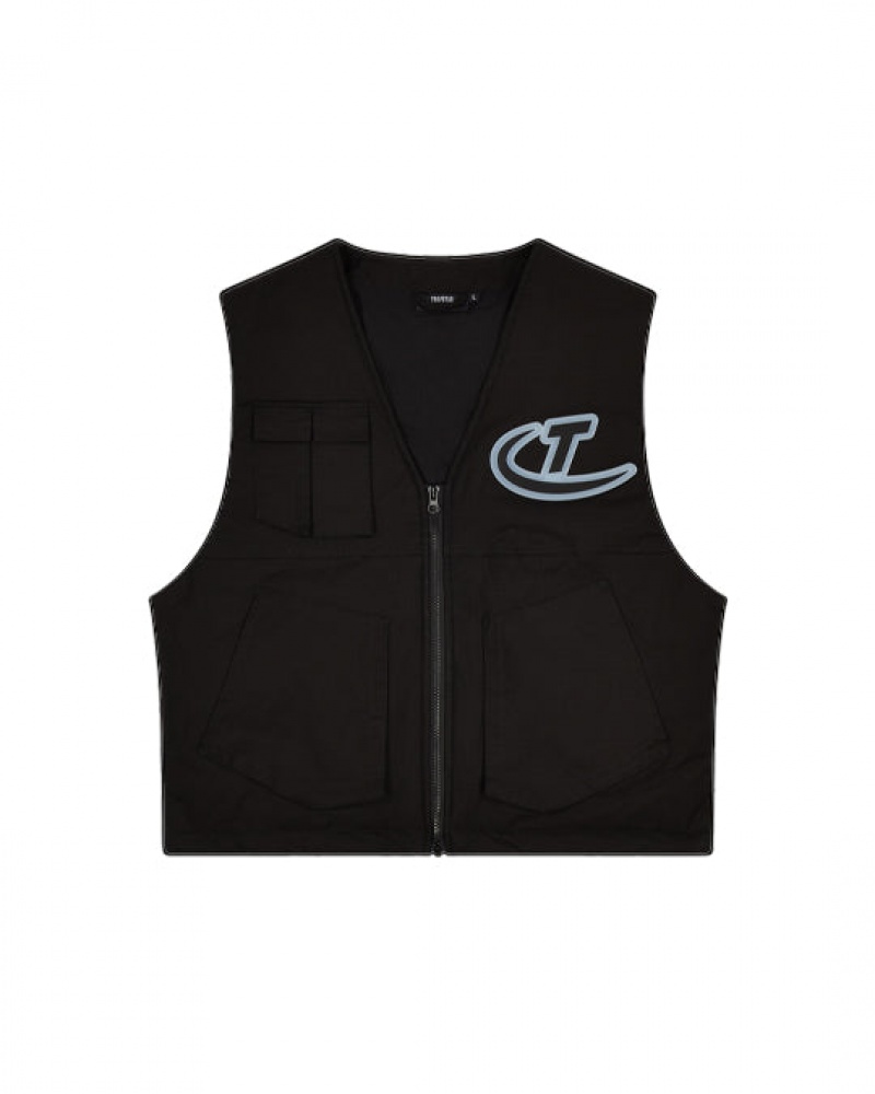 Kurtki Męskie Trapstar Hyperdrive Pocket Vest Czarne | RSIXVH-795