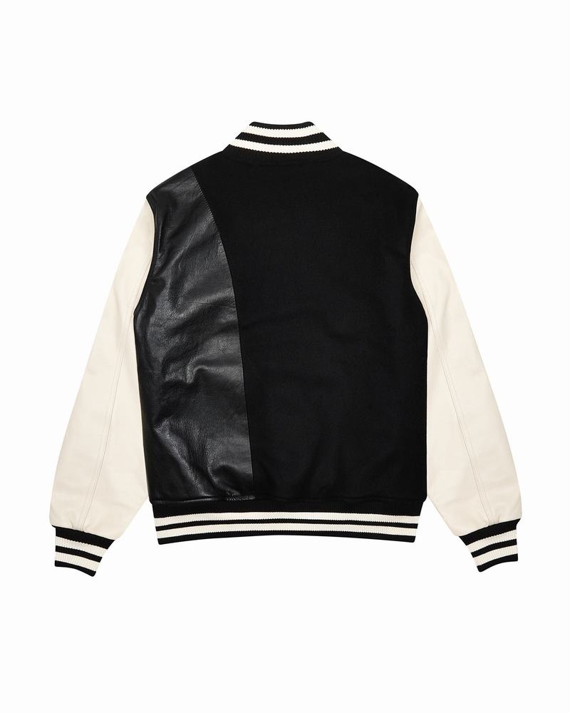 Kurtki Męskie Trapstar Hyperdrive T Chenille Varsity Czarne Białe | CXINJG-026