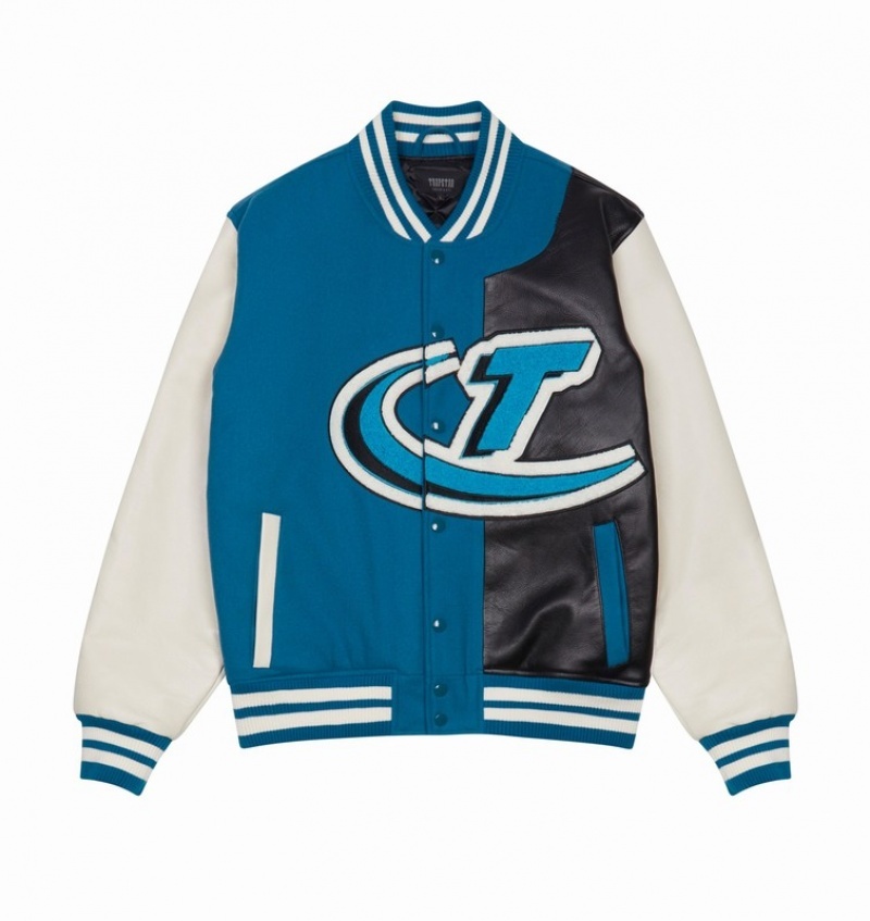 Kurtki Męskie Trapstar Hyperdrive T Chenille Varsity Niebieskie Czarne | LUISHY-023