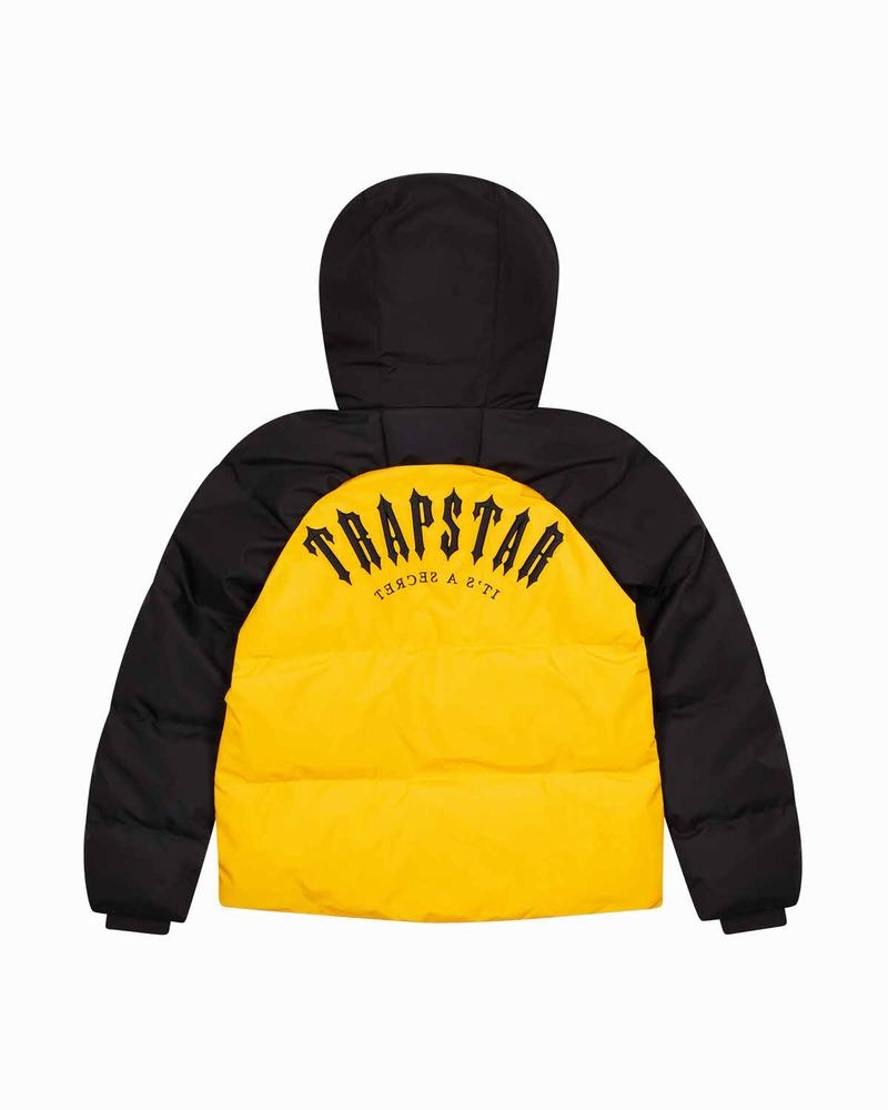 Kurtki Męskie Trapstar Irongate Arch Puffer AW23 Żółte Czarne | OKAUZS-509