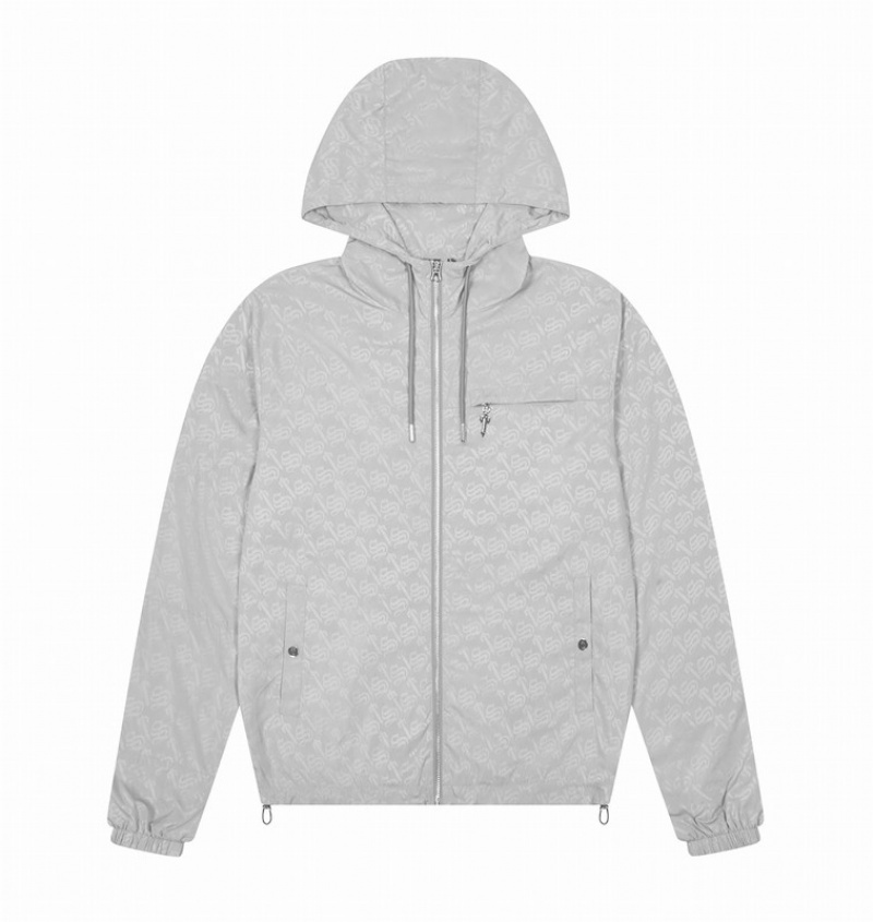 Kurtki Męskie Trapstar Monogram Windbreaker Szare | GSIOYJ-340