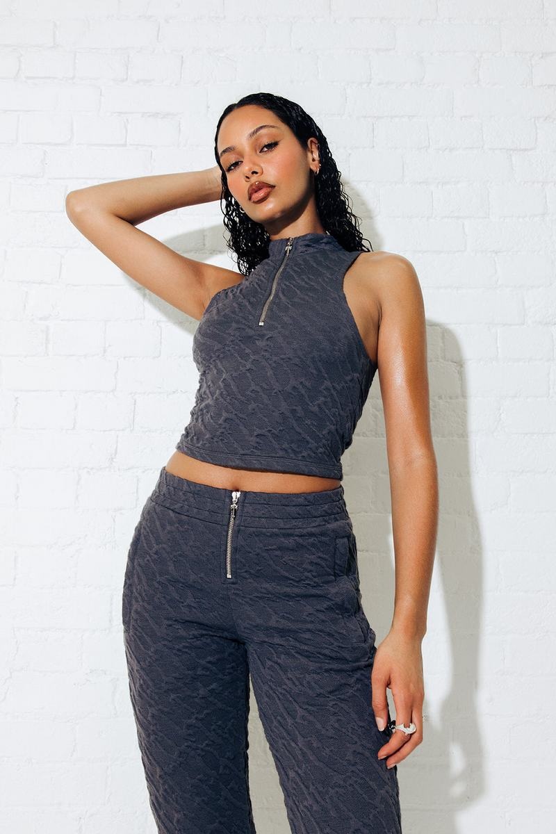 Najfatalniejszy Damskie Trapstar Jacquard Fitted Zip Crop Szare | RYLXEM-539