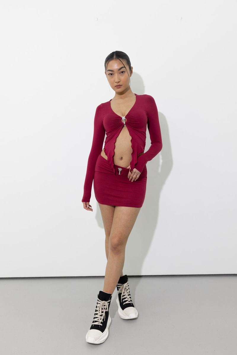 Najfatalniejszy Damskie Trapstar Long Sleeve Wing Hem Bralette Czerwone | IPRFWG-901