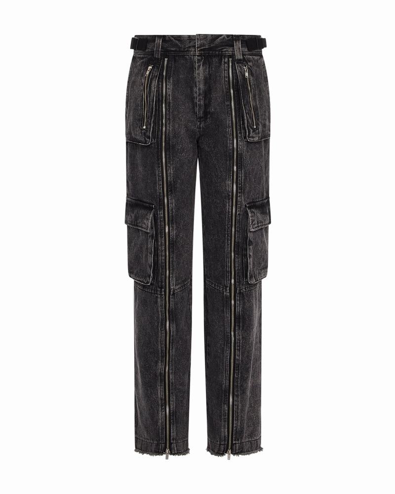 Spodnie Damskie Trapstar Arch Applique Distressed Denim Look Cargo Niebieskie | JNKTIO-573