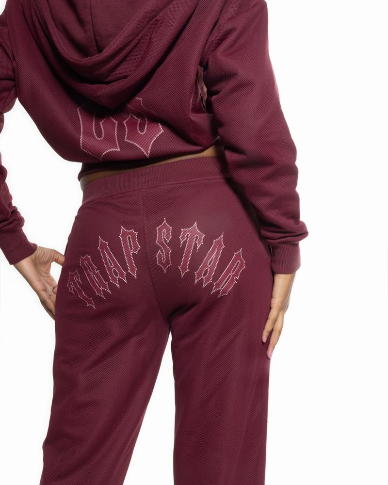 Spodnie Damskie Trapstar Mesh Irongate Arch Joggers Bordowe | ZPWKJG-287