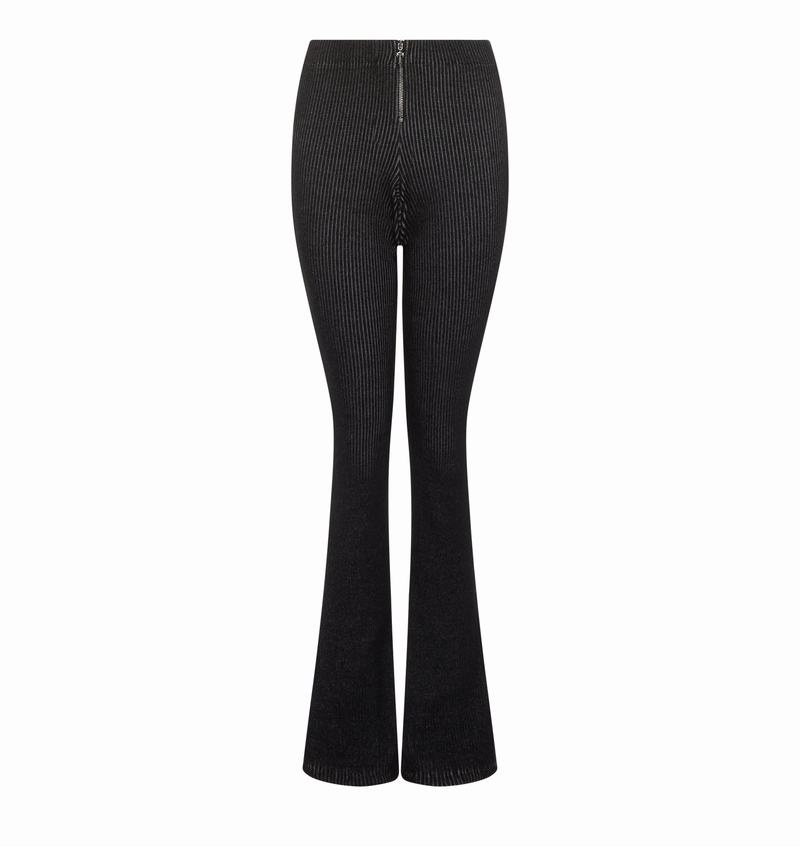 Spodnie Damskie Trapstar Two Tone Rib Fitted Trousers Czarne Białe | XJTVZO-073