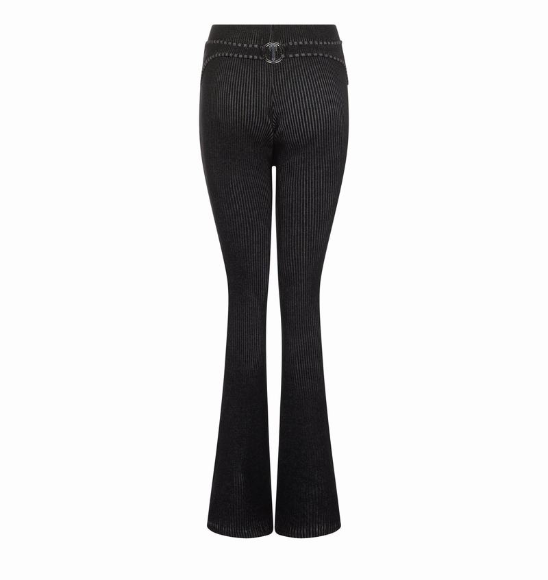 Spodnie Damskie Trapstar Two Tone Rib Fitted Trousers Czarne Białe | XJTVZO-073