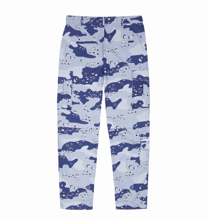 Spodnie Męskie Trapstar Hyperdrive Cargos Niebieskie Camo | BLFHNY-178