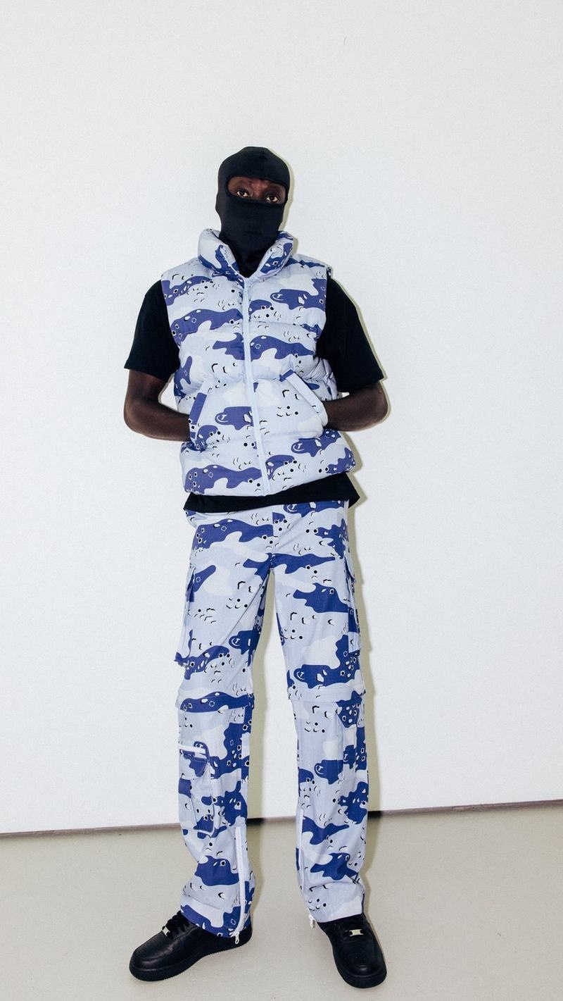 Spodnie Męskie Trapstar Hyperdrive Cargos Niebieskie Camo | BLFHNY-178