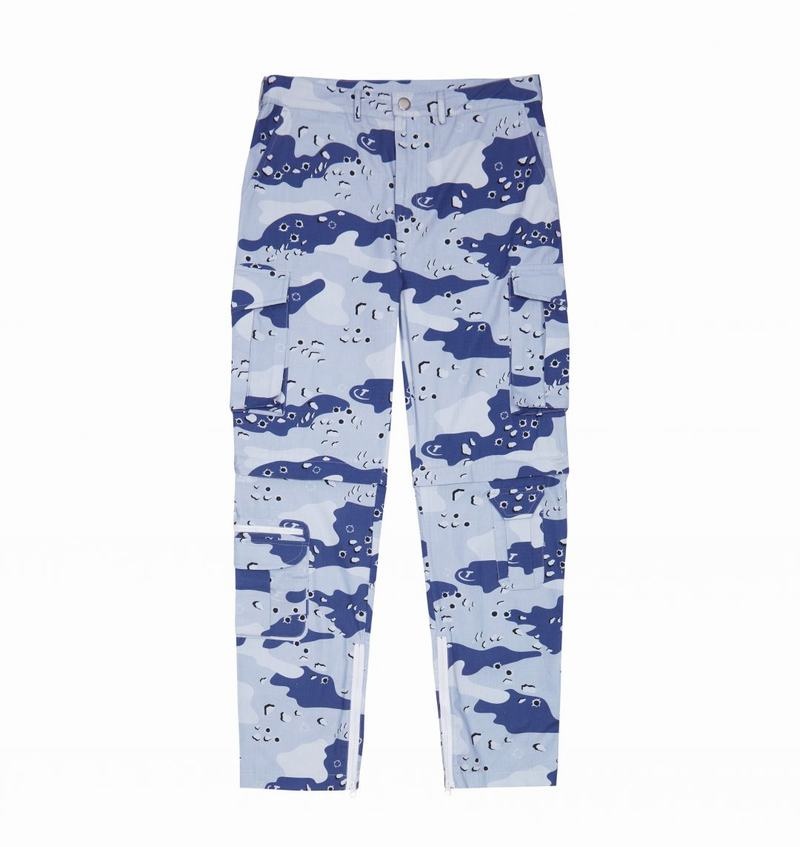 Spodnie Męskie Trapstar Hyperdrive Cargos Niebieskie Camo | BLFHNY-178