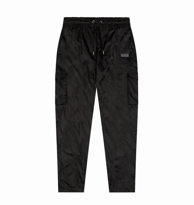 Spodnie Męskie Trapstar Irongate T Jacquard Cargos Czarne | PASTIM-387