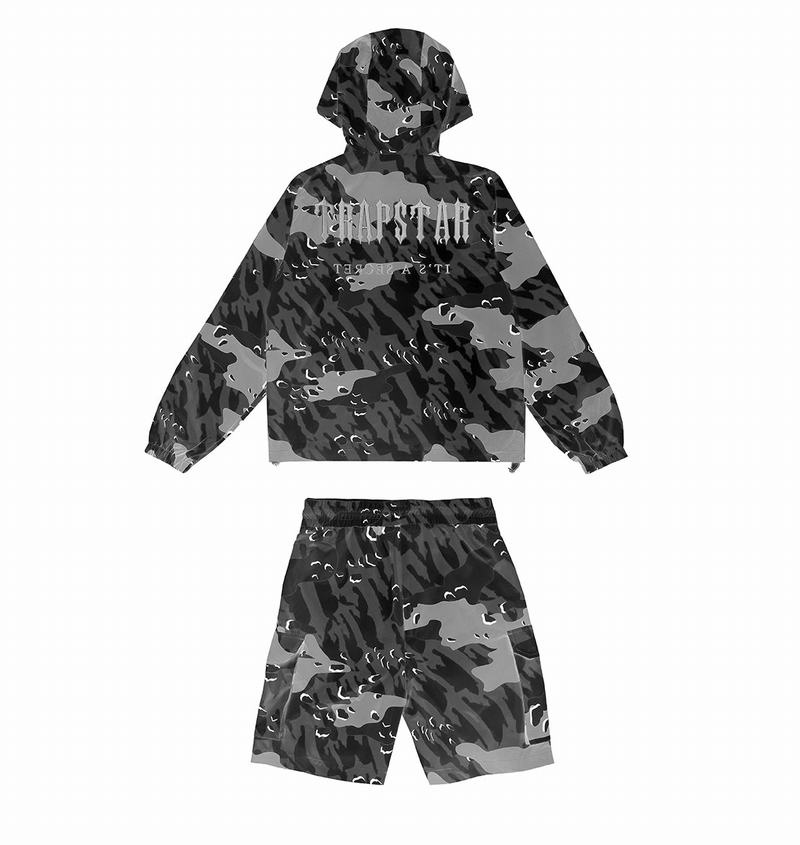 Zestawy Męskie Trapstar Decoded Camo Shorts Czarne Camo | CBPUMQ-793