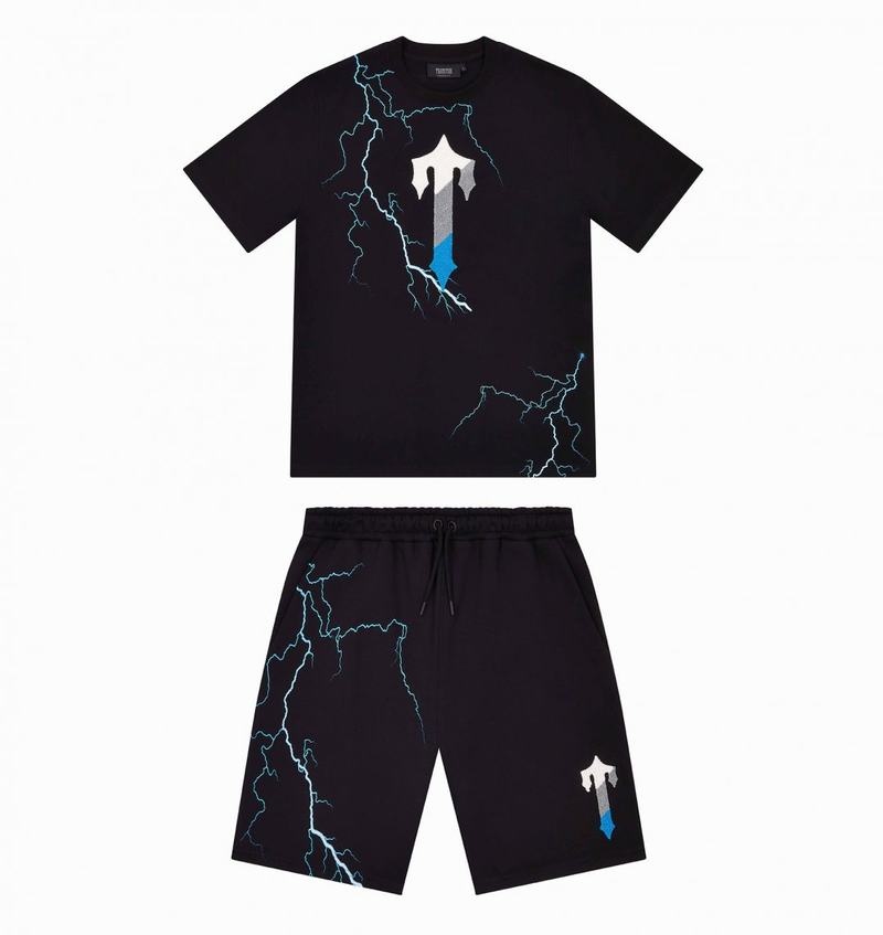 Zestawy Męskie Trapstar Irongate T Lightning Shorts Czarne | QKFUJZ-314