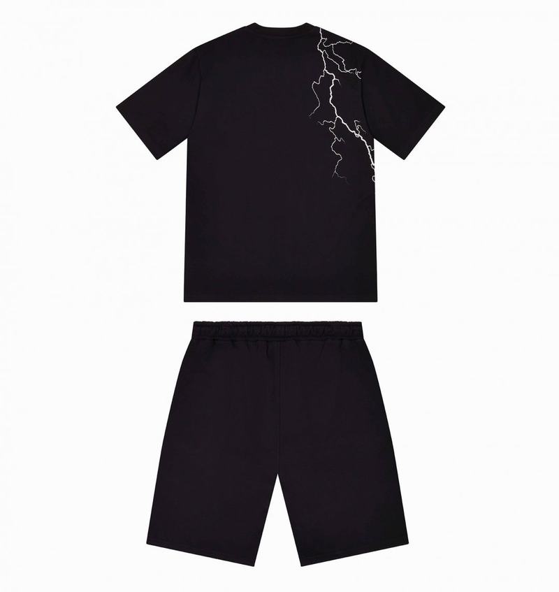 Zestawy Męskie Trapstar Irongate T Lightning Shorts Czarne | LBGZPH-360