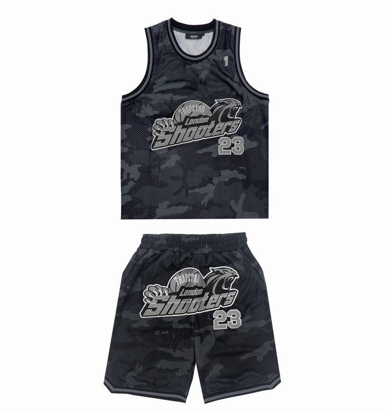 Zestawy Męskie Trapstar *PRE ORDER* Shooters SS23 Basketball Shorts Czarne Camo | EGJZIU-651